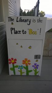 Painted book drop off booth